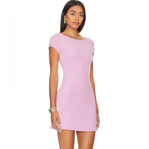 Free People Beach Rosalia Low Back Mini Dress in Pink Chalk Size Large NWT - Picture 3 of 12